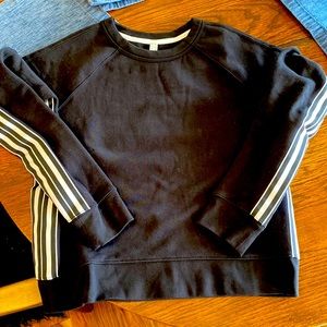 Athleta Women 24/7 Striped Crew Sweatshirt Black Size XS